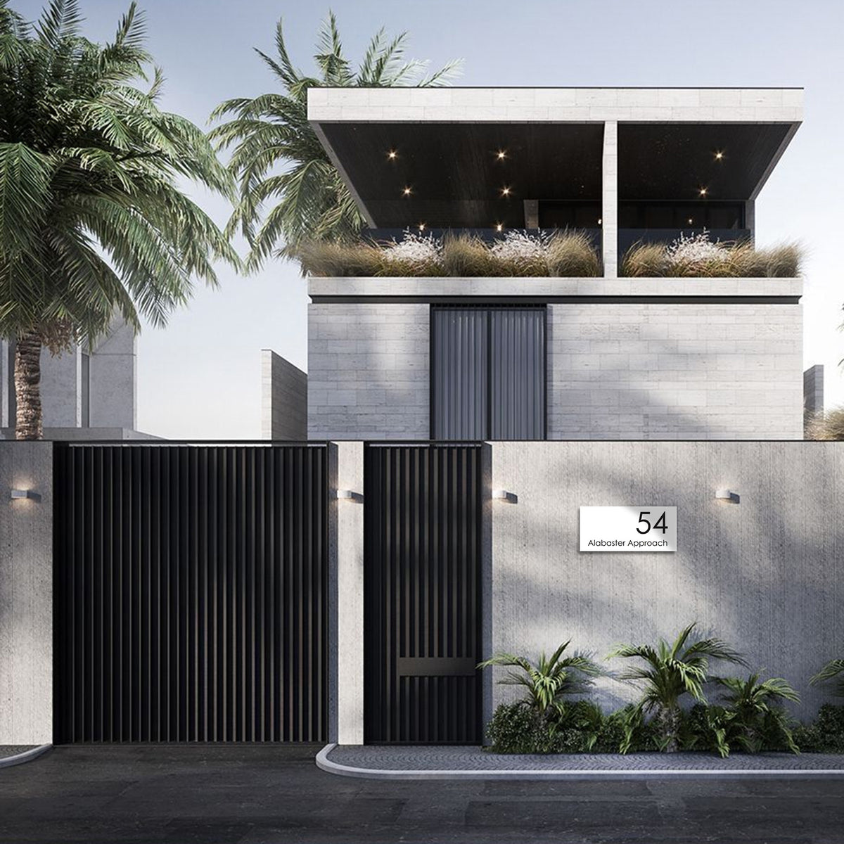 White Colorbond Steel Address Sign with Vinyl Text - 600 x 300mm