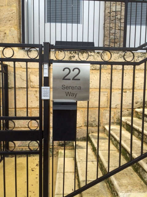 Customised House Signs on gate-Aussie Clotheslines & Letterboxes