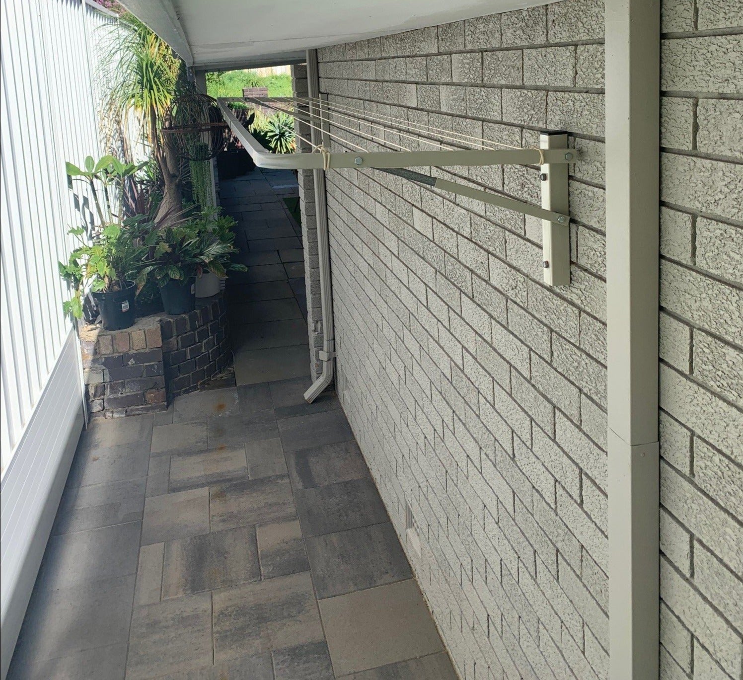 City Living Evening Haze Folding Frame Clothesline wallmount on brick wall-Aussie Clotheslines & Letterboxes