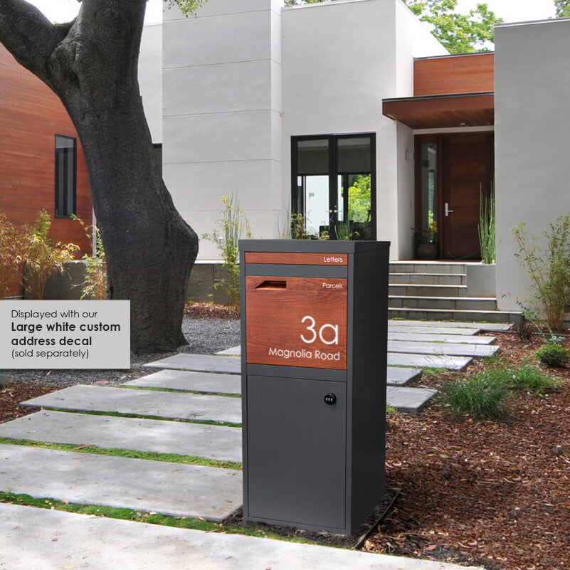 Milkcan Parcel Pal 2 Parcel & Mail Pillar - Charcoal/Merbau