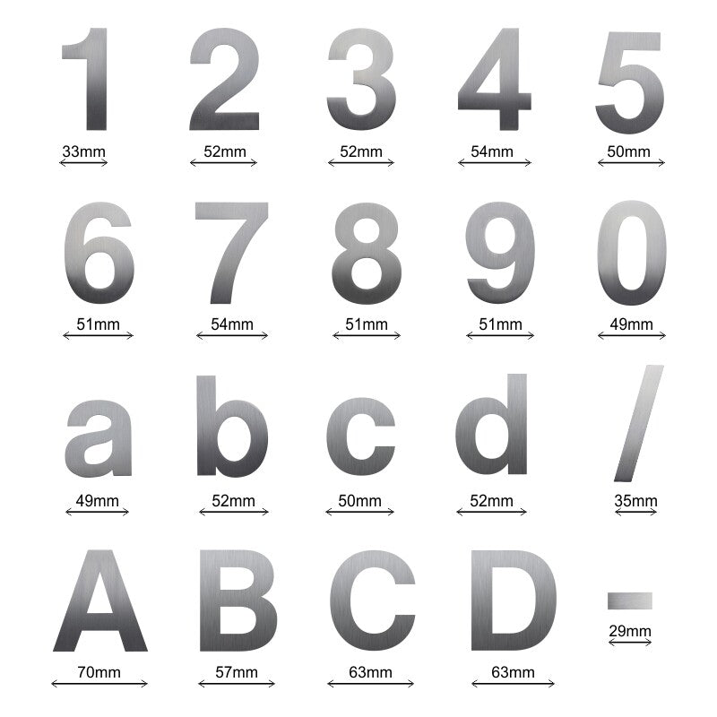 Stick on Bold Numbers – 75mm Stainless Steel