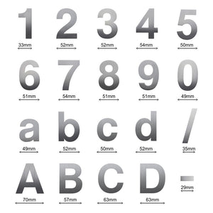 Stick on Bold Numbers – 75mm Stainless Steel